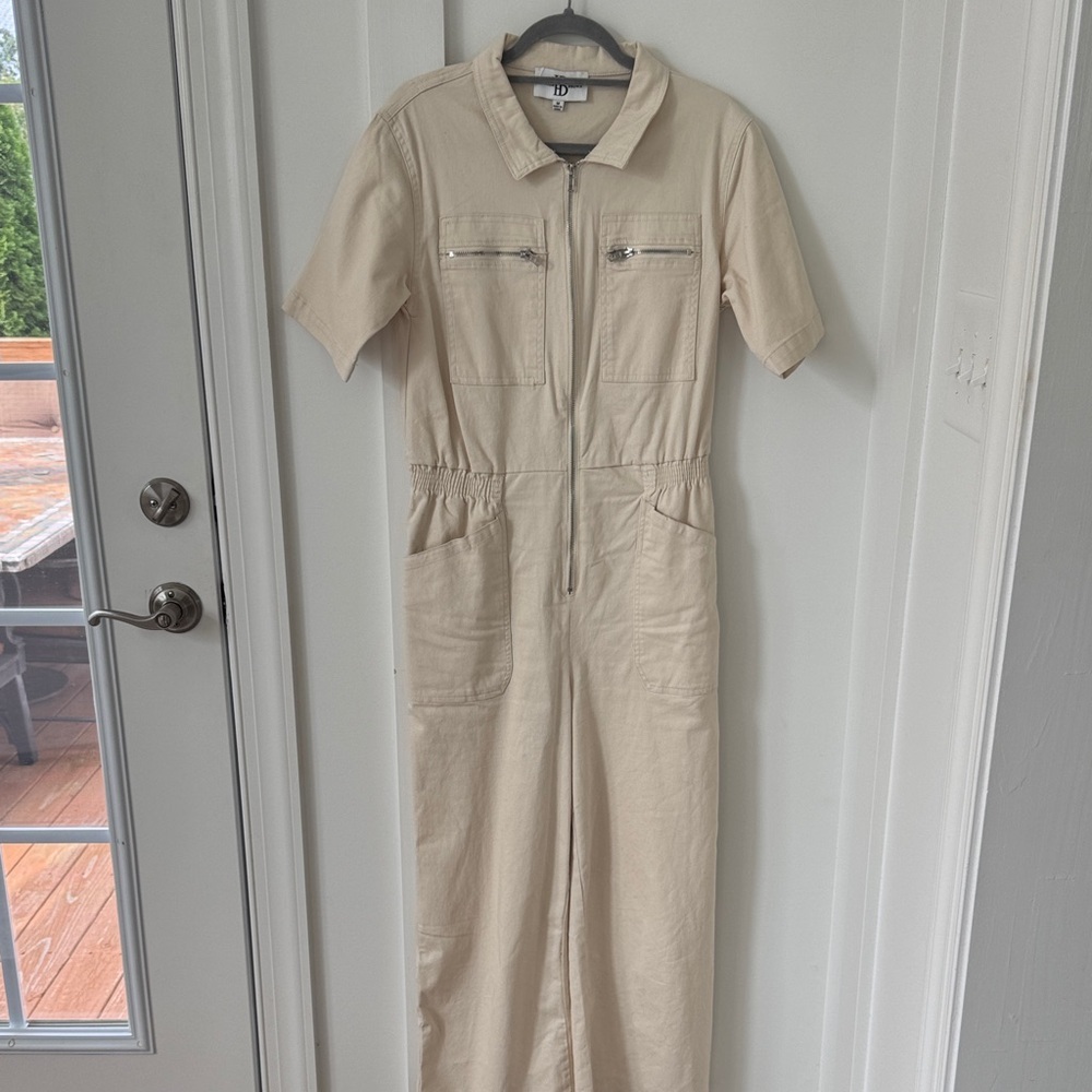 Hunter & Brown Effortless Beige Boilersuit Jumpsuit Size M